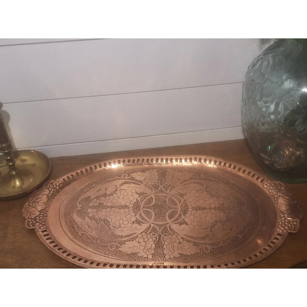 Vintage copper handmade tray